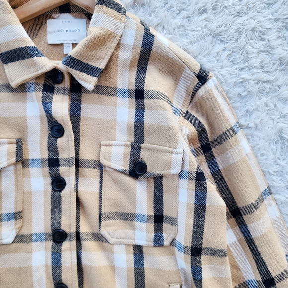 Lucky Brand‎ Tan Plaid Cotton Shacket - Picture 4 of 8